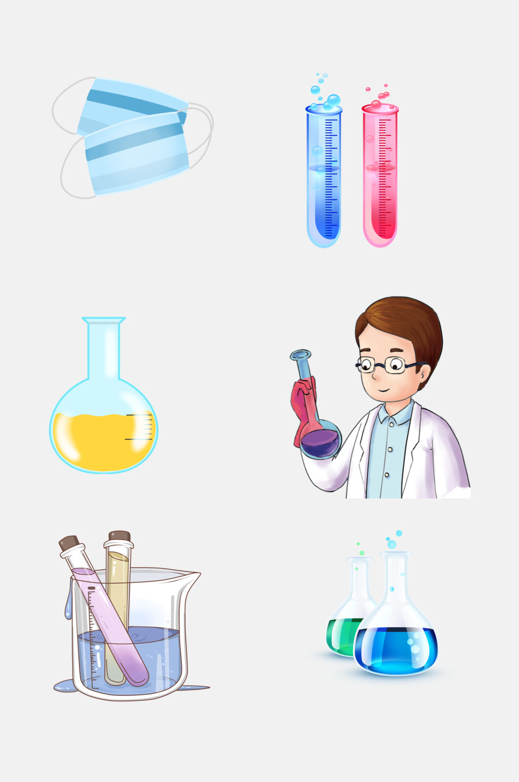 彩色卡通科学化学用具免抠素材素材