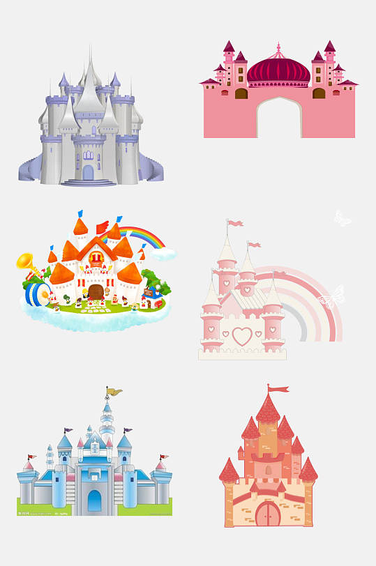 缤纷卡通童话城堡免抠素材