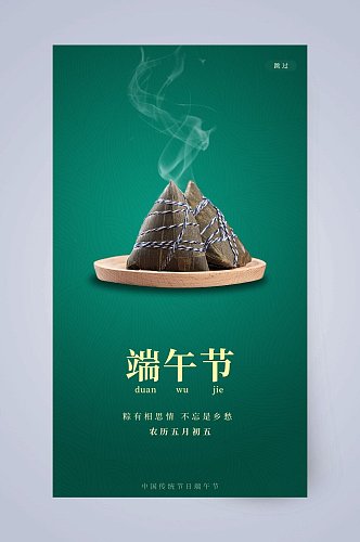 绿色高端粽子端午节手机启动页