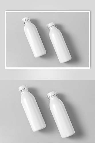 立体留白灰色简约运动饮料瓶子样机