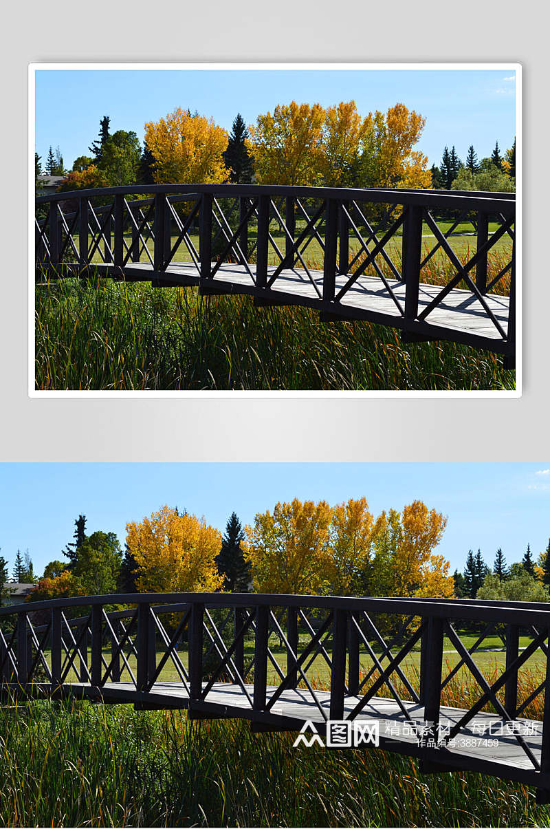 实景桥绿色系木纹场景图片素材