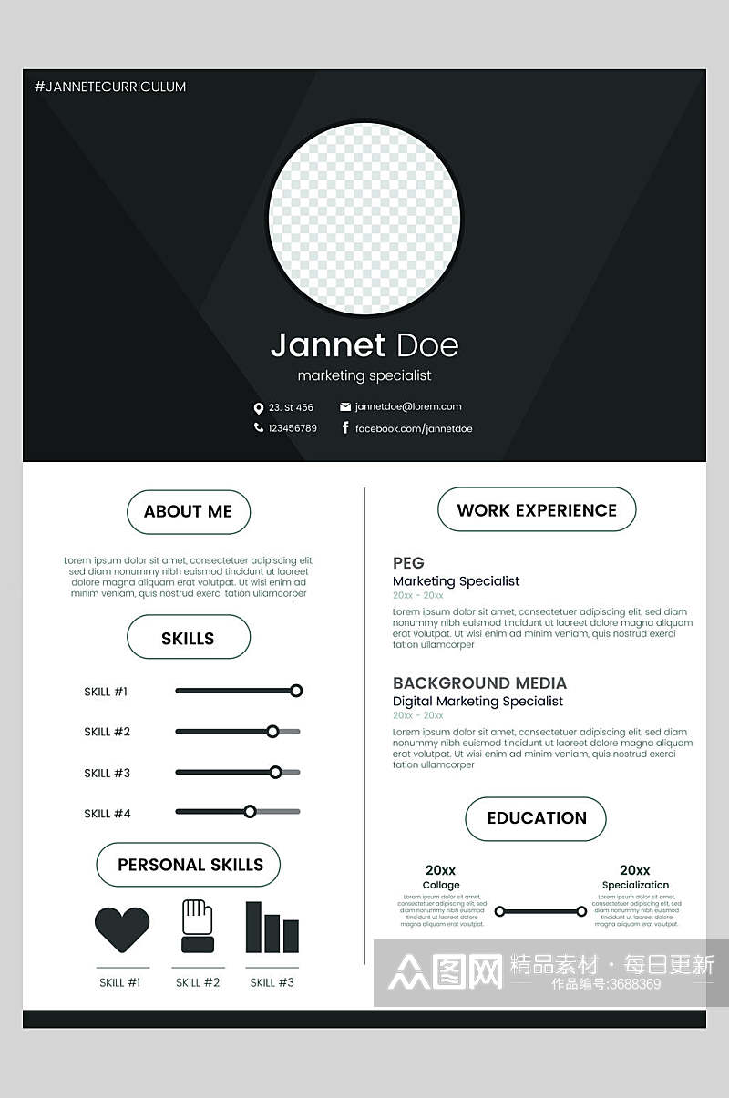 JonneDuet个人矢量简历海报素材