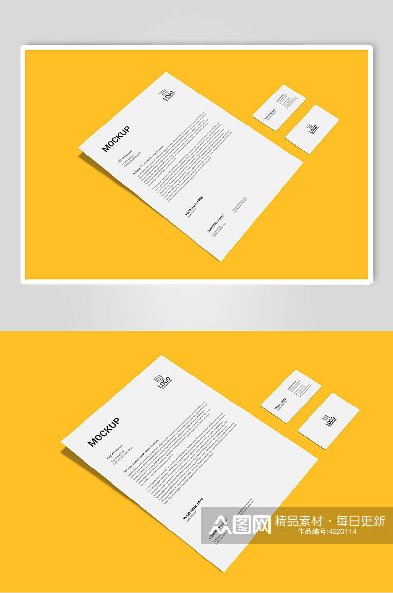 时尚黄白纸张创意大气单页样机素材