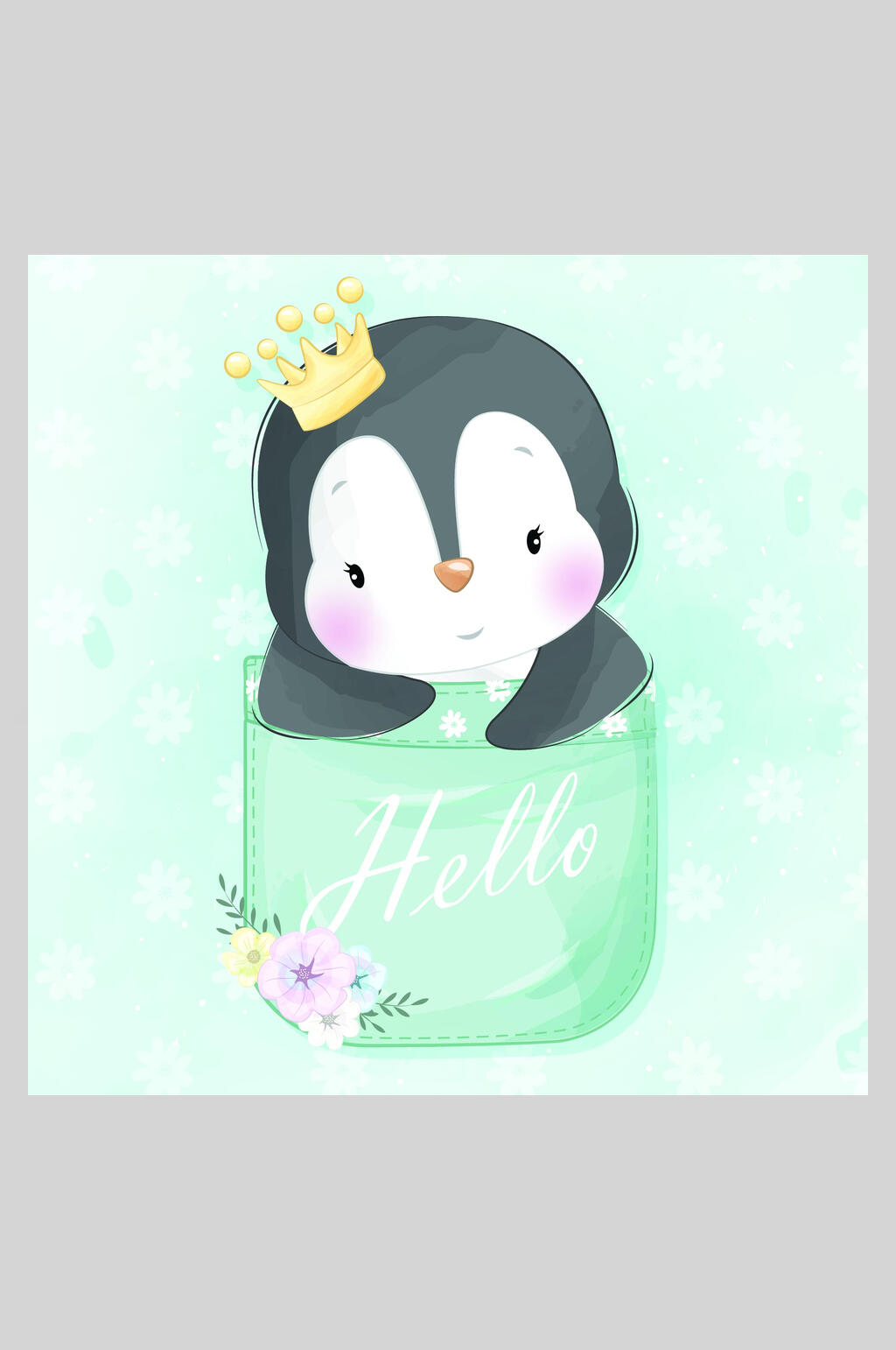 小清新企鹅水彩卡通动物矢量插画素材
