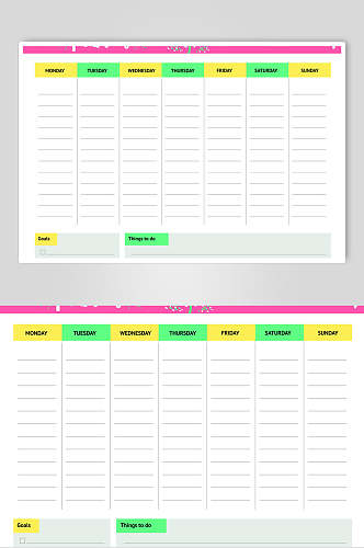 白色英文卡通计划表矢量素材