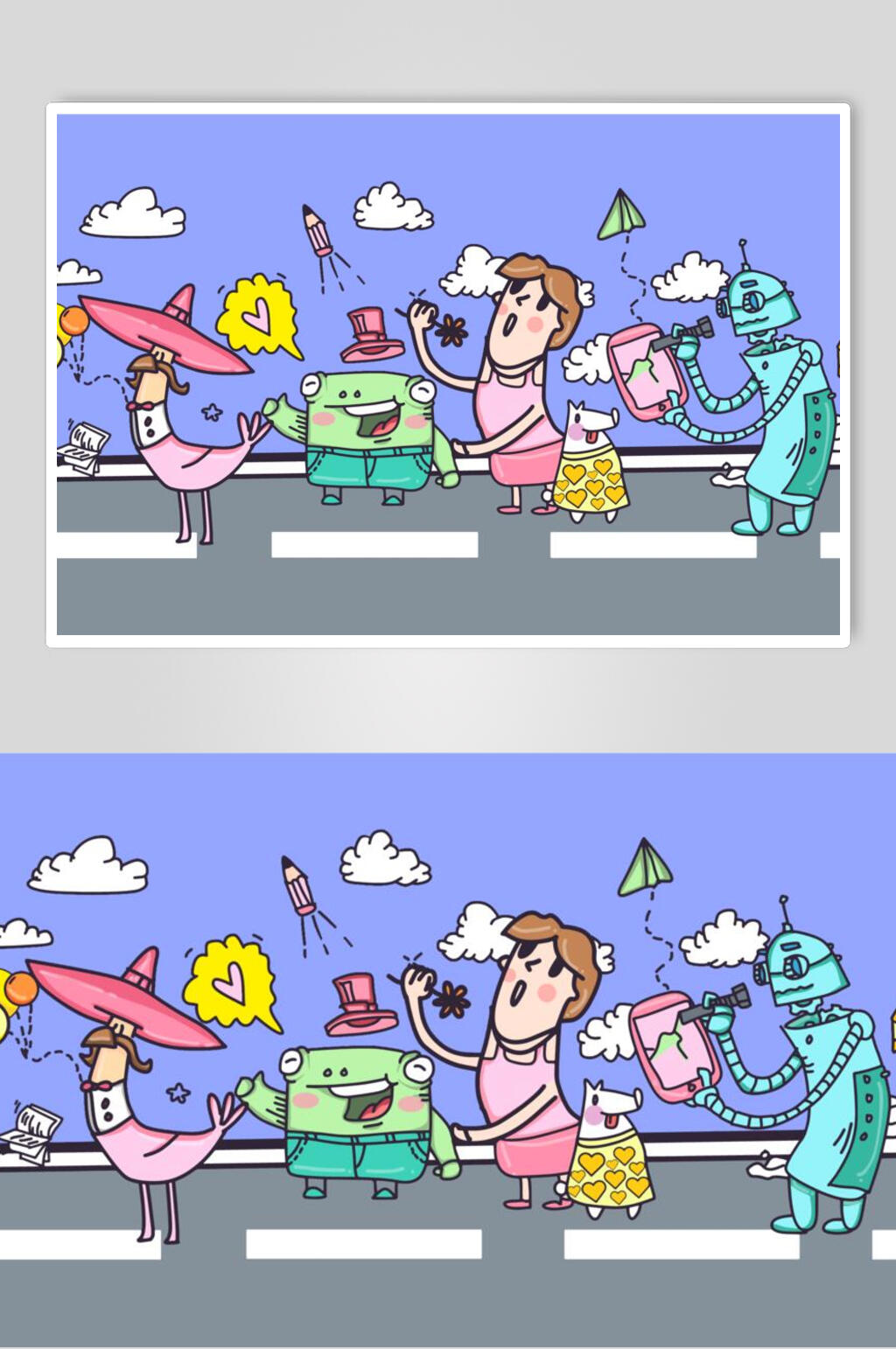 街头嘻哈卡通人物插画素材