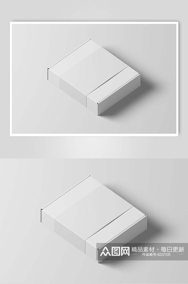 盒子创意大气灰色白膜盒子场景样机素材