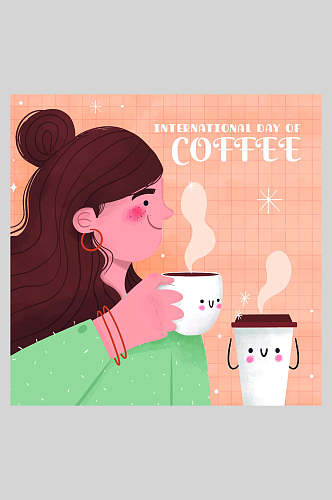 创意高端咖啡咖啡店矢量插画