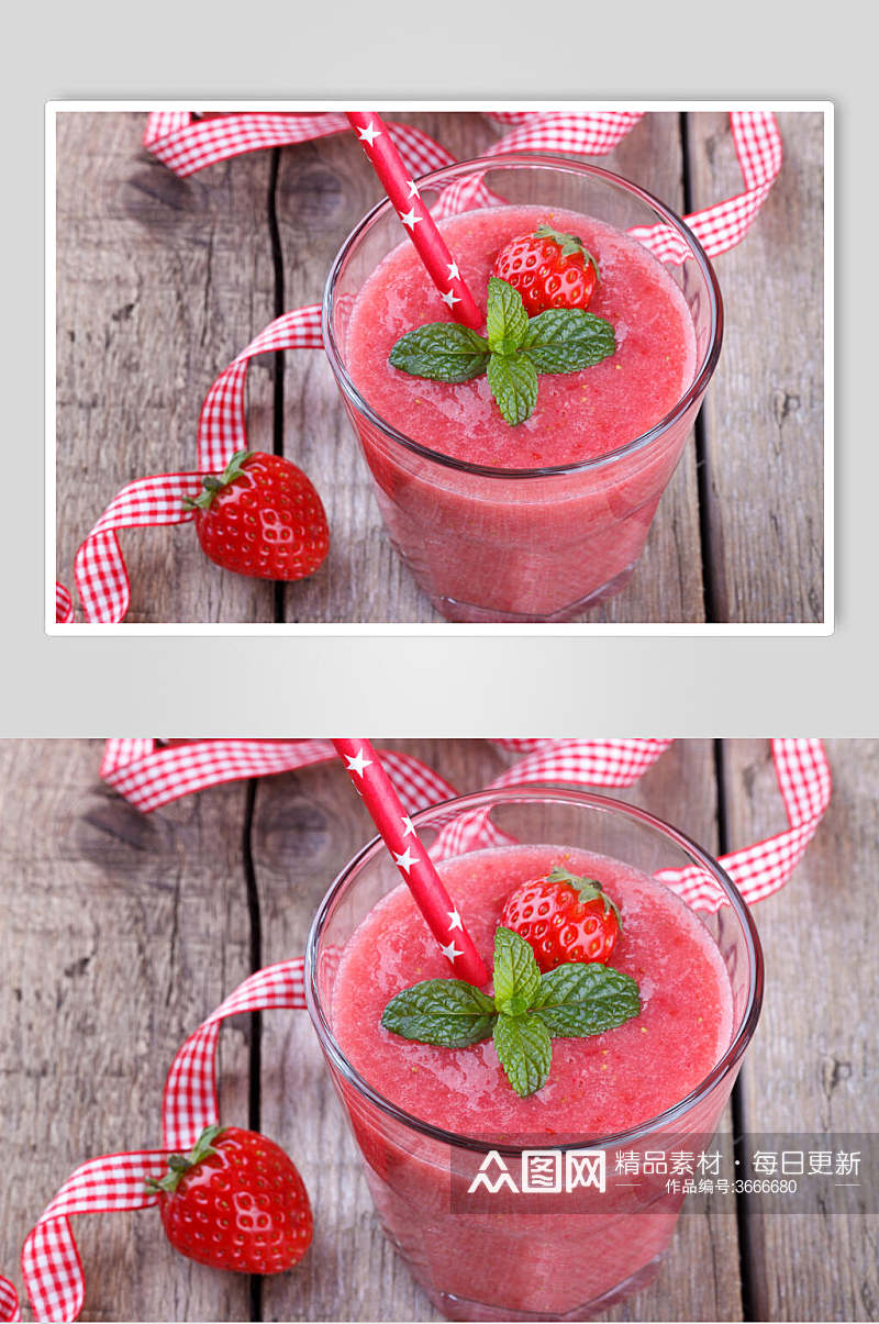 食物草莓鲜榨水果汁摄影图片叁素材