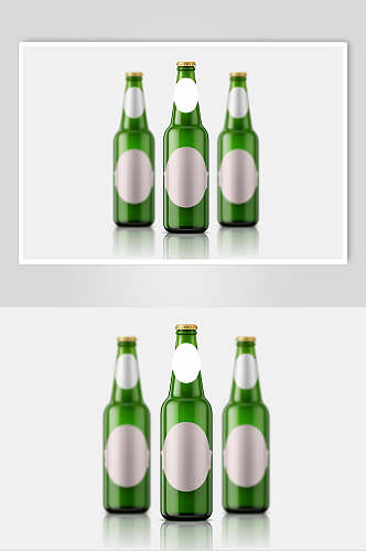 绿色高端大气朦胧酒瓶包装贴图样机
