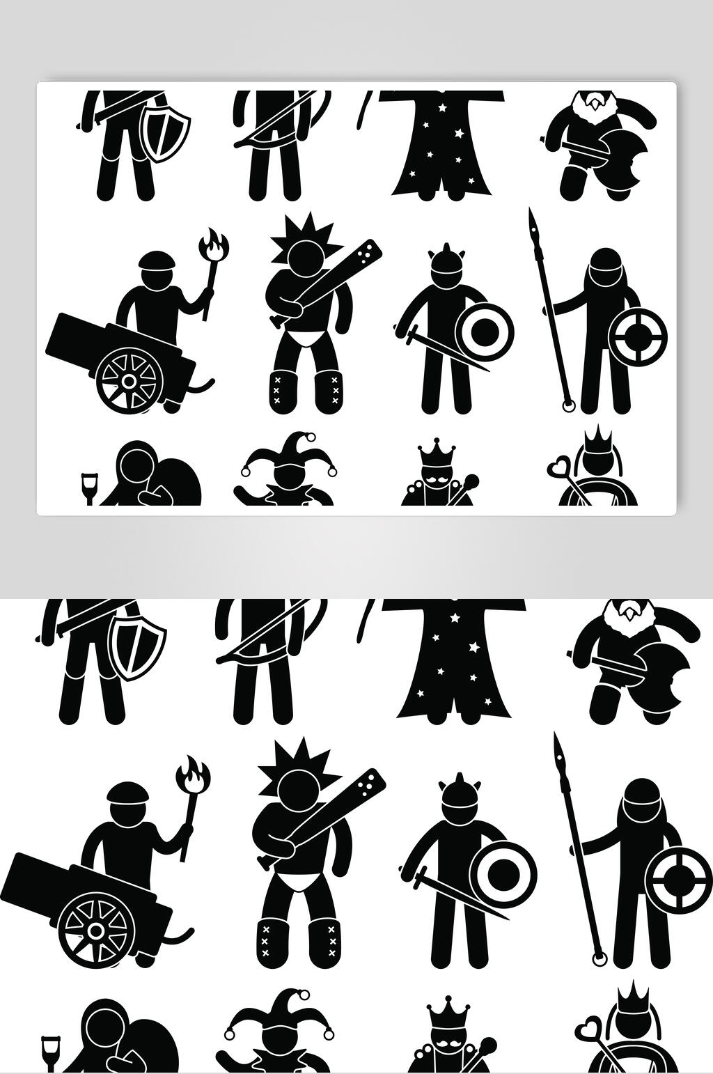 士兵人物黑色图标矢量素材素材