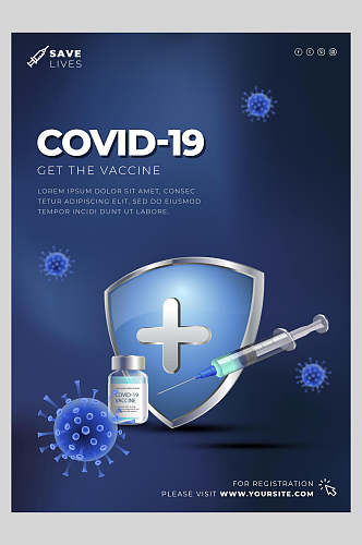 深蓝色预防病毒网页设计海报