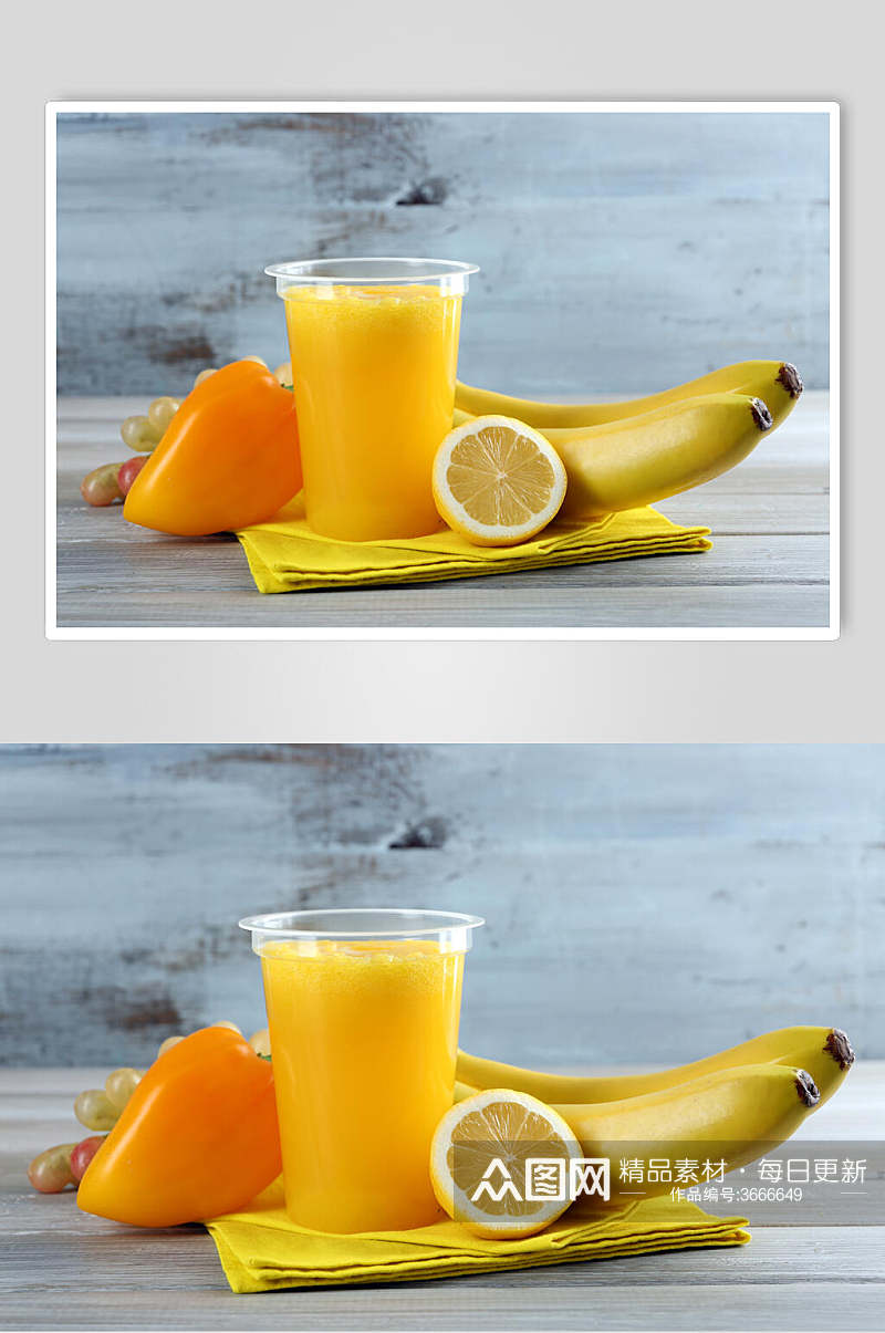 香蕉柠檬鲜榨水果汁摄影图片叁素材