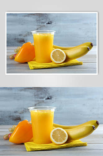 香蕉柠檬鲜榨水果汁摄影图片叁