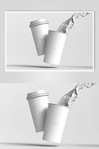 杯子灰色创意咖啡奶茶杯贴图样机