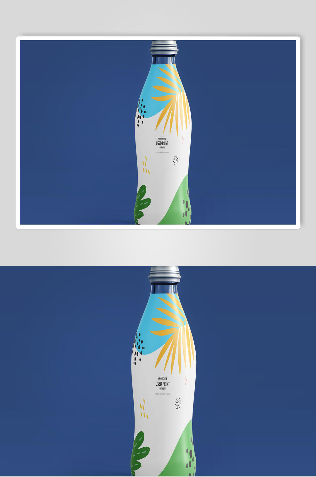瓶子蓝色创意大气简约品牌样机素材