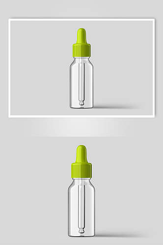 绿色简约高端大气酒瓶包装贴图样机