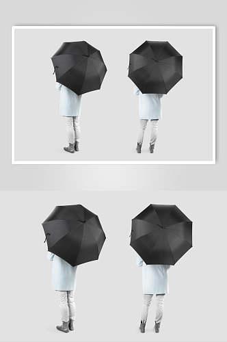背影高端大气黑色雨伞包装贴图样机