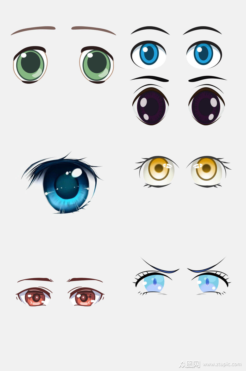 炫彩时尚眼睛免抠素材模板下载-编号3673290-众图网