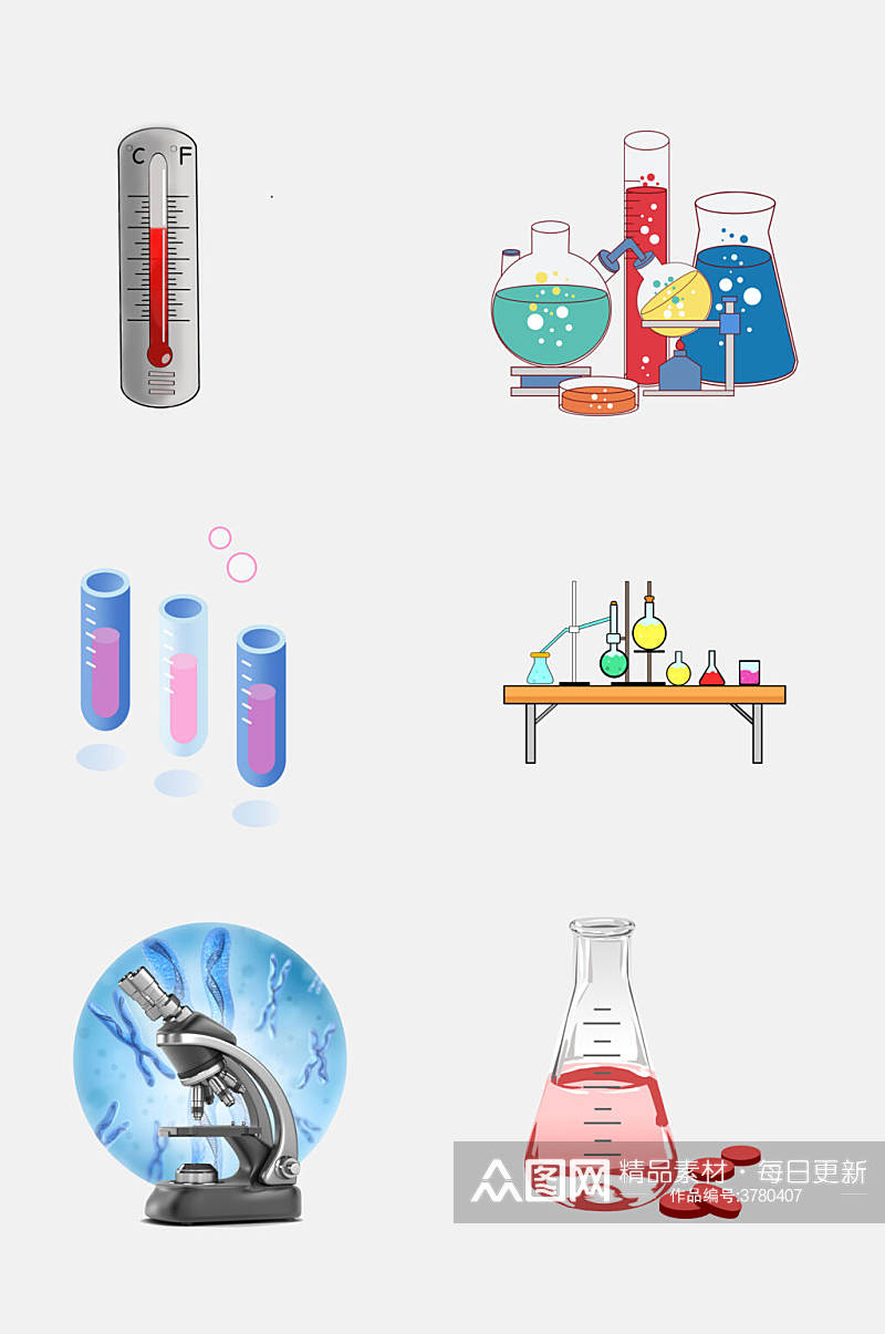 创意卡通科学化学用具免抠素材素材