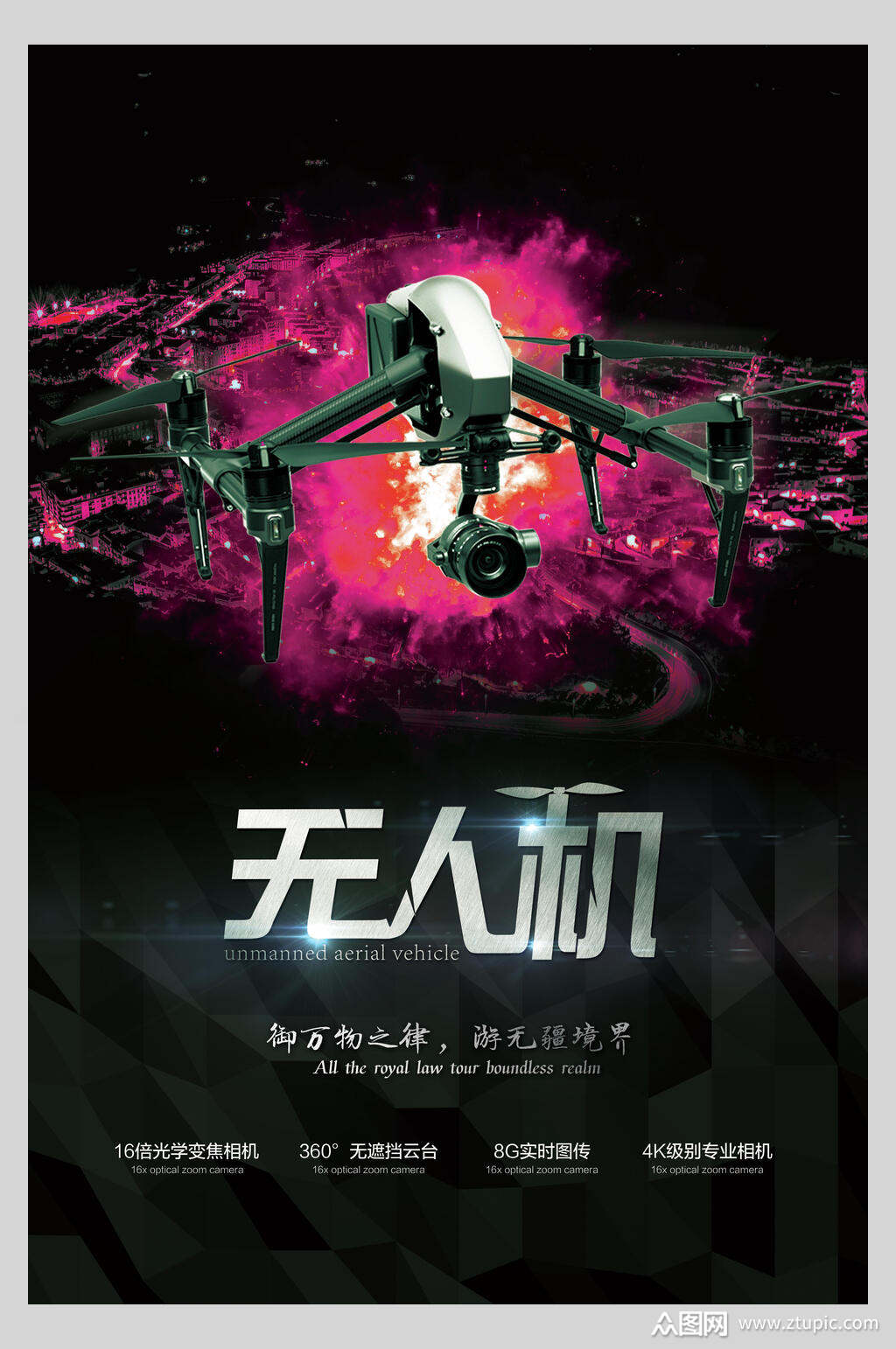 逼格无人机未来智能科技海报素材