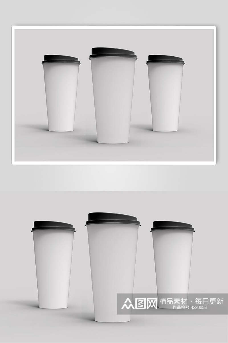 杯子灰色简约风咖啡奶茶杯贴图样机素材