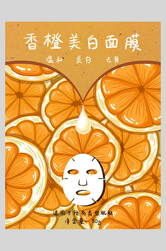 创意香橙水果面膜宣传海报