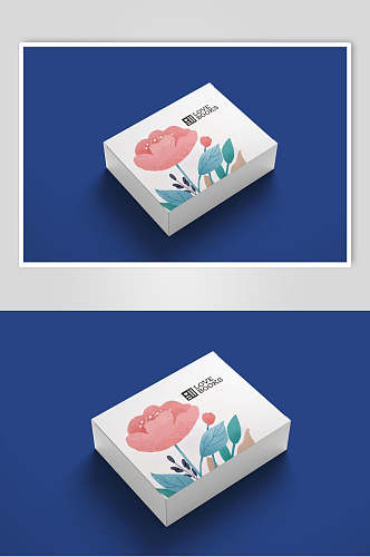 花朵蓝色盒子英文创意大气品牌样机