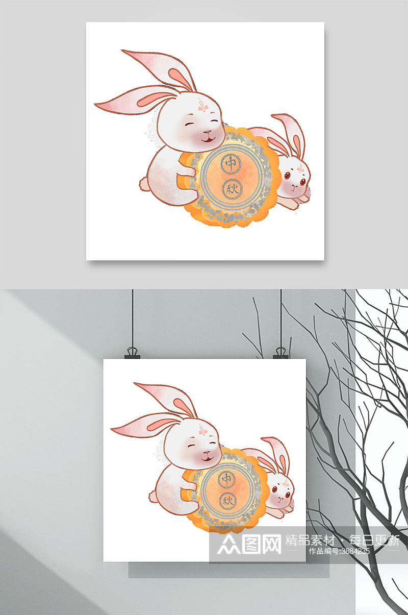 两只兔子中秋节设计素材素材