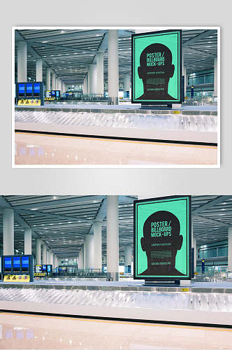 黑绿创意大气地铁站广告海报样机