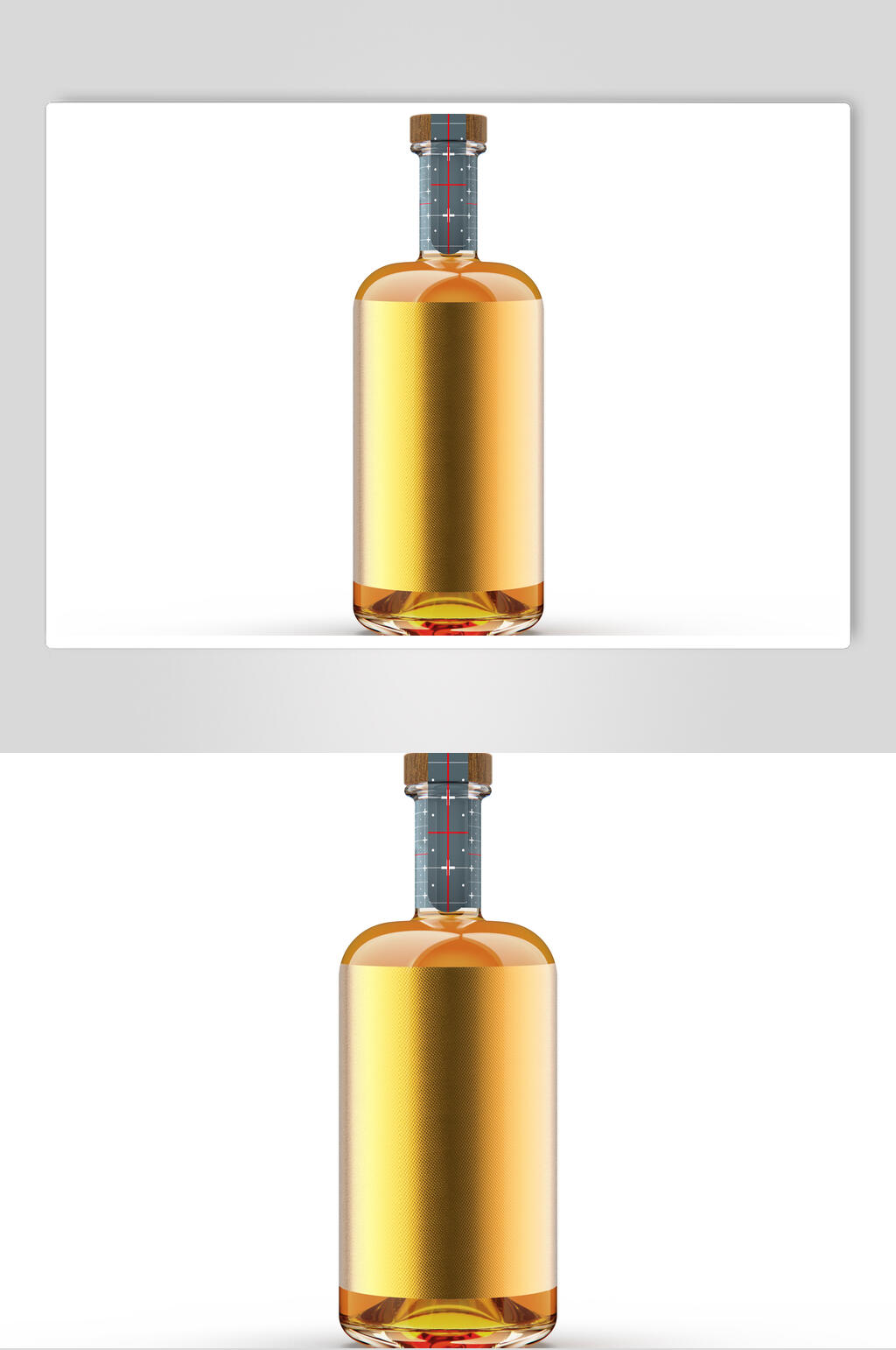 反光黄色高端大气酒瓶包装贴图样机素材