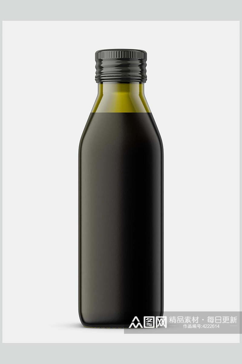 瓶子黑色高端大气酒瓶包装贴图样机素材