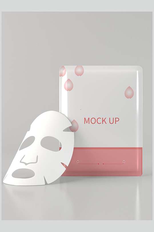 红白英文高端大气面膜包装贴图样机