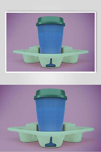 杯子蓝紫创意咖啡奶茶杯贴图样机