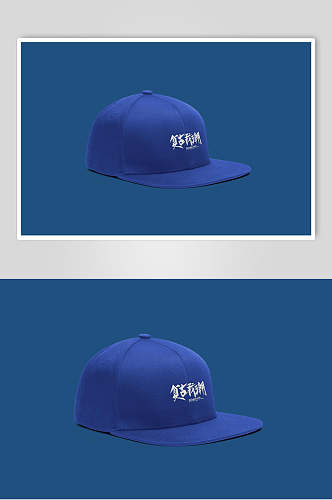 帽子复古蓝色创意大气清新品牌样机