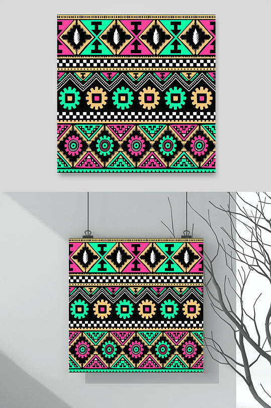 复古少数民族花纹图案矢量素材