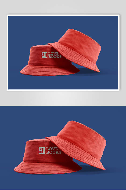 蓝红帽子简约英文创意大气品牌样机