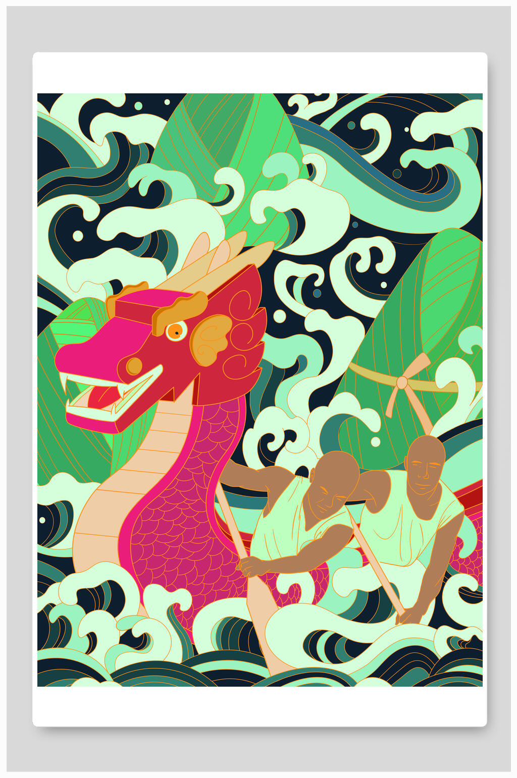 小清新创意高端时尚端午节日插画素材