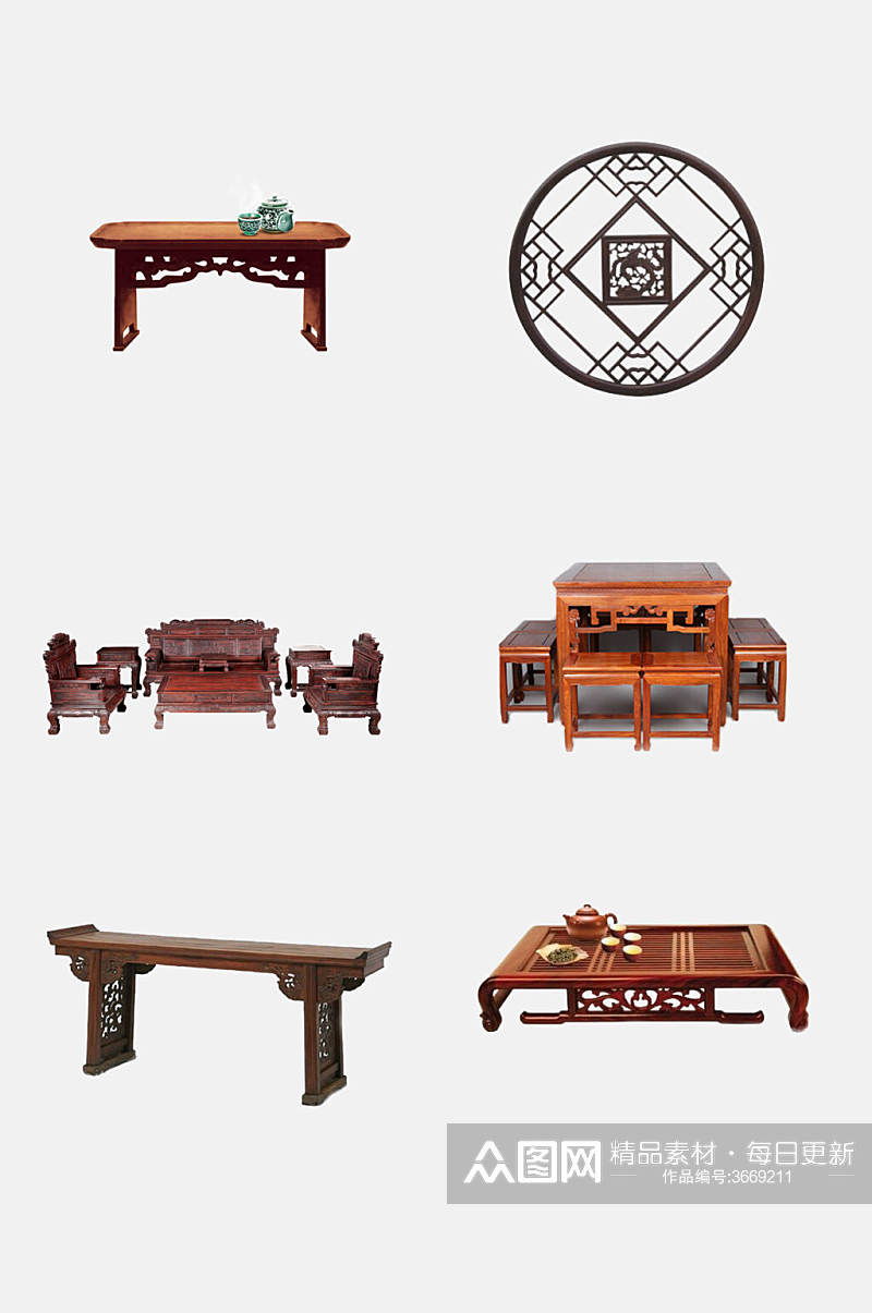 中式大气古典家具免抠素材素材