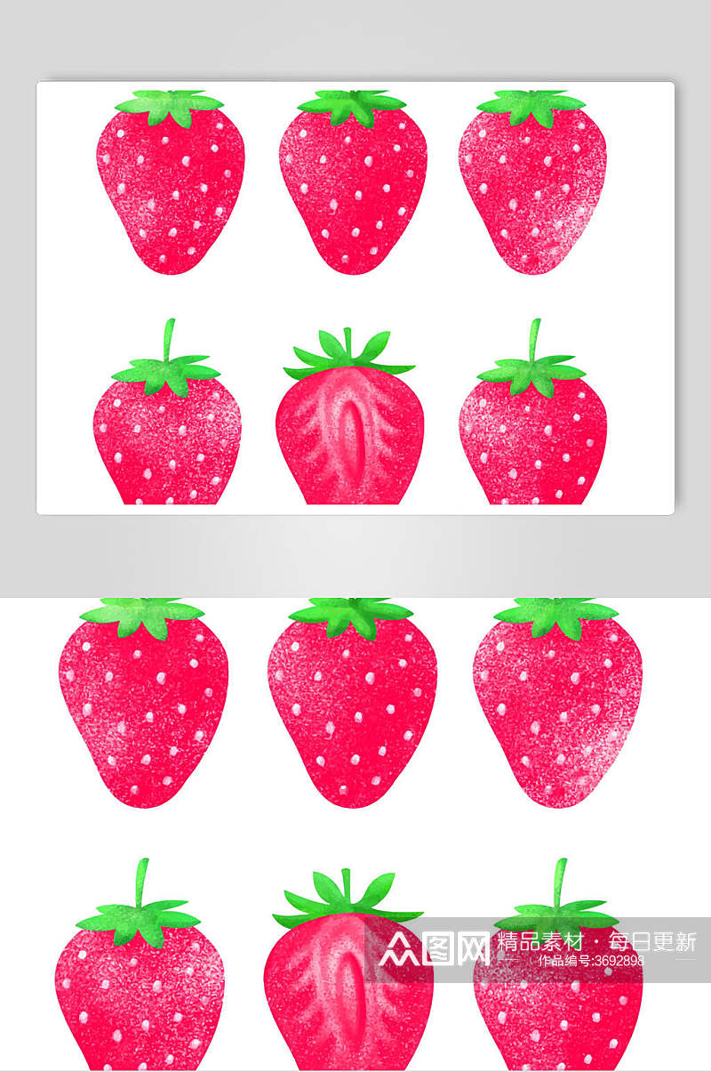 小清新草莓水果插画背景矢量素材素材