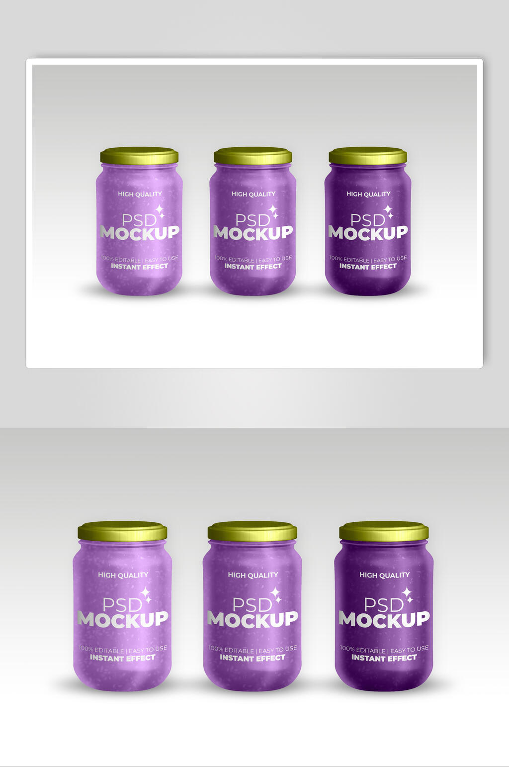 紫色英文高端大气酒瓶包装贴图样机素材