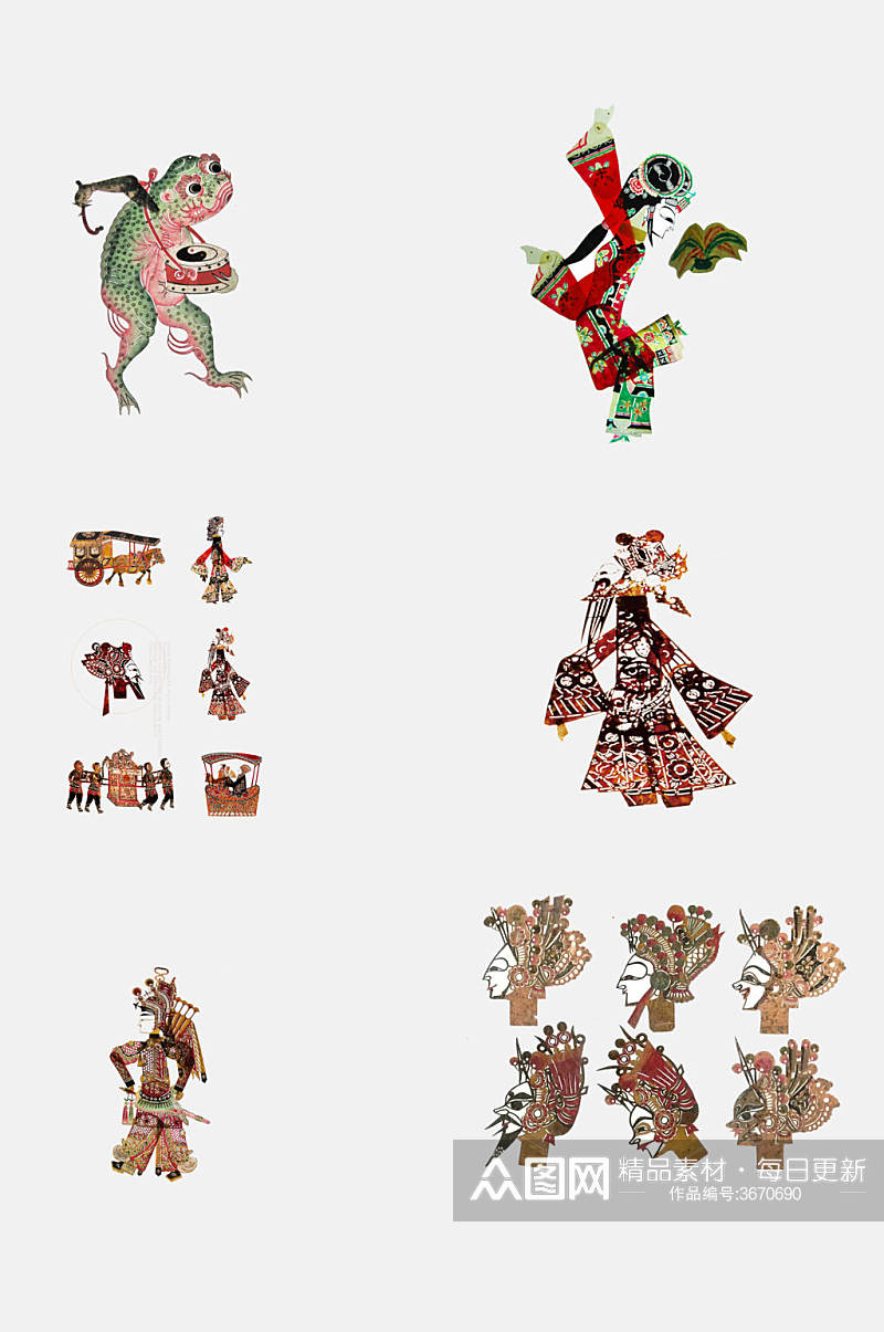 复古中国风皮影戏服饰人物免抠素材素材