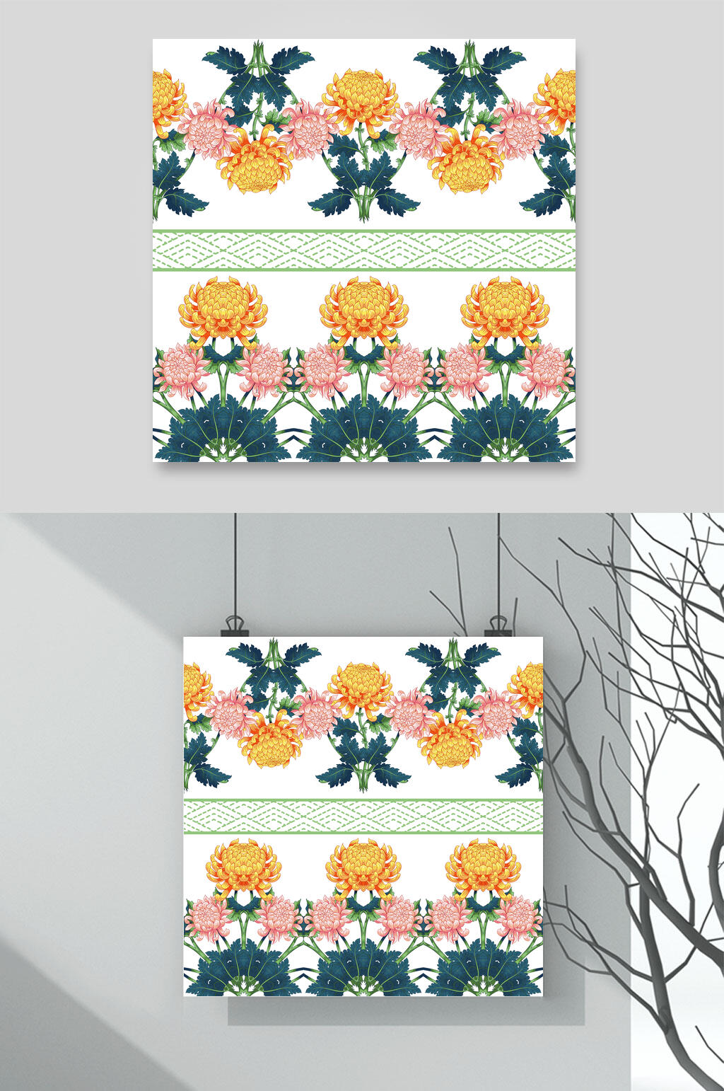 国画风格写意菊花素材素材