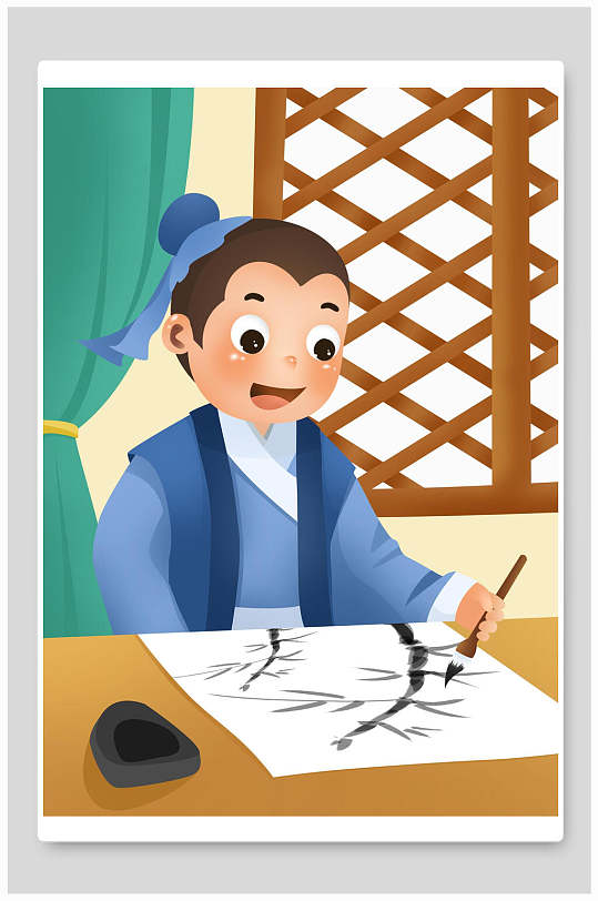 胸有成竹古代成语故事插画