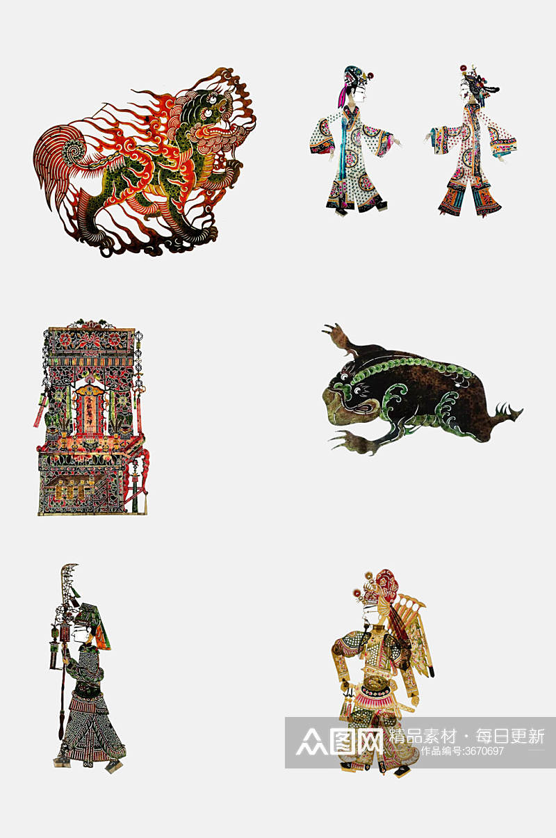 中国风国潮复古皮影戏服饰人物免抠设计素材素材