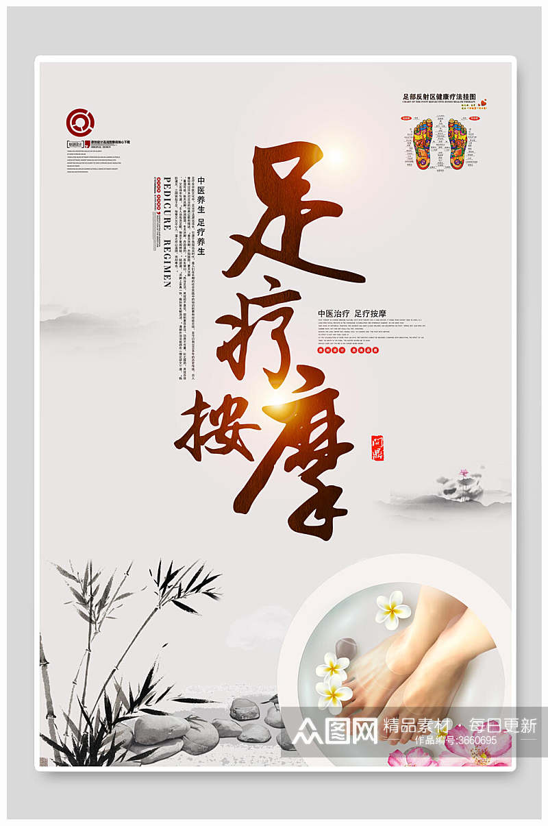 足疗按摩中式中医养生文化海报素材