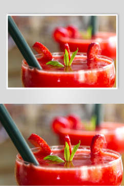 食品食物草莓鲜榨水果汁摄影图片叁