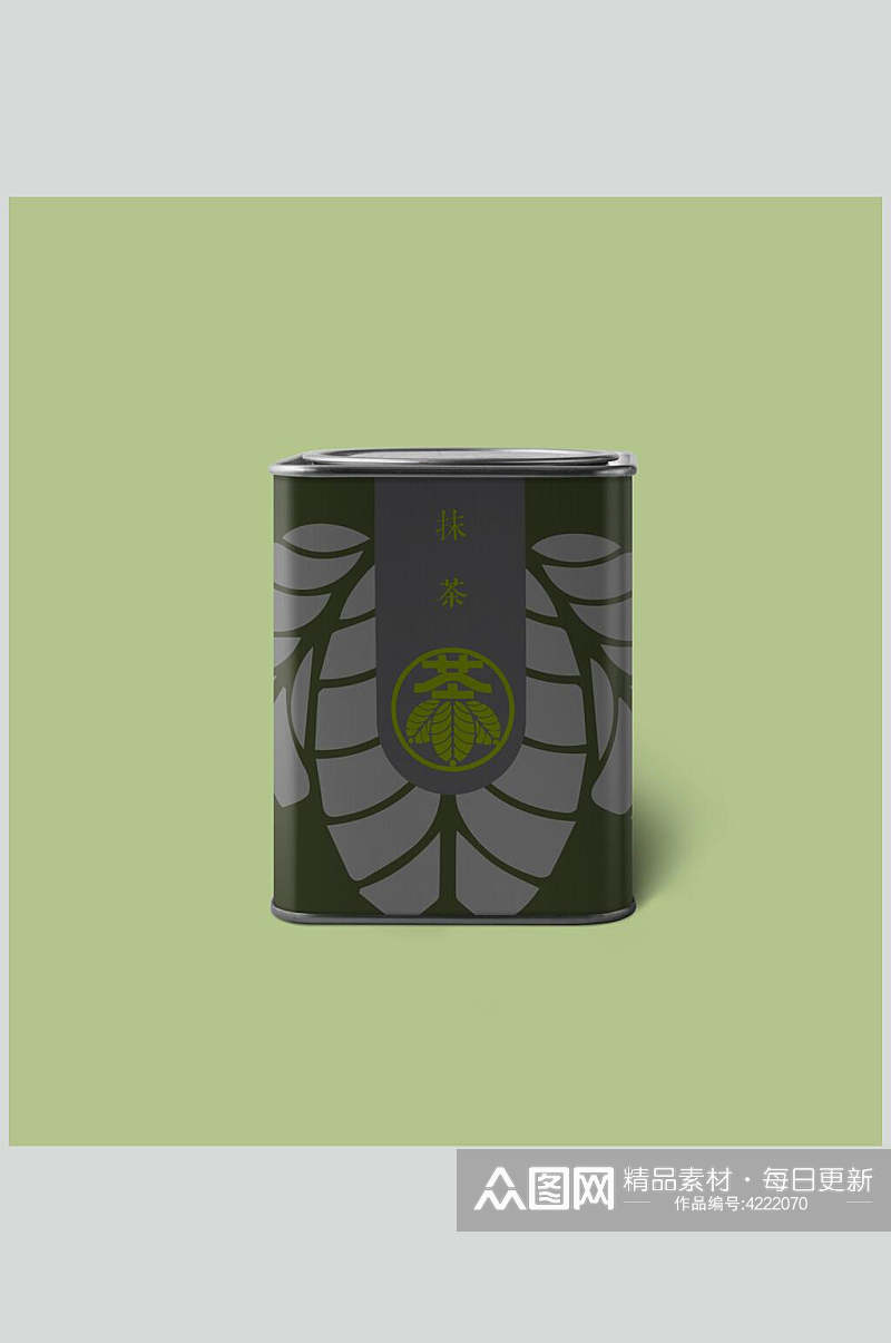 黑绿创意大气简约茶叶包装贴图样机素材