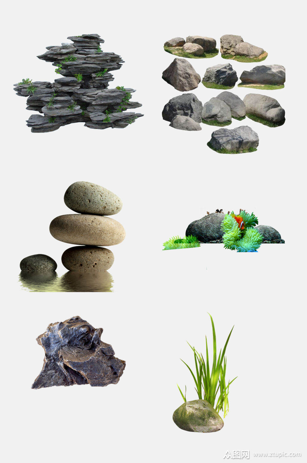 清新时尚石头石块免抠素材素材