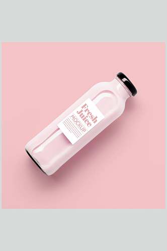 粉色英文高端大气酒瓶包装贴图样机